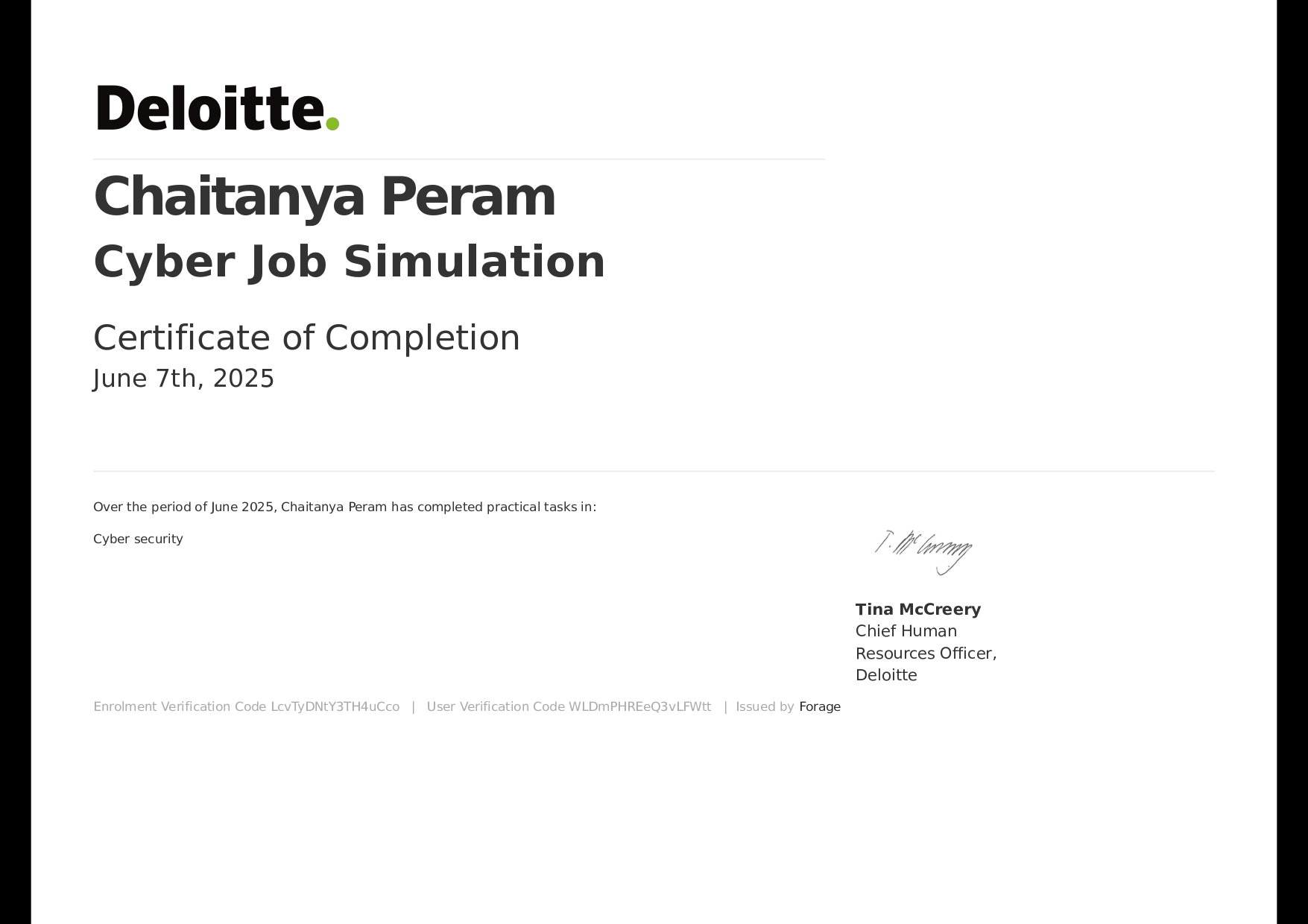 Cyber Job Simulation Certificate